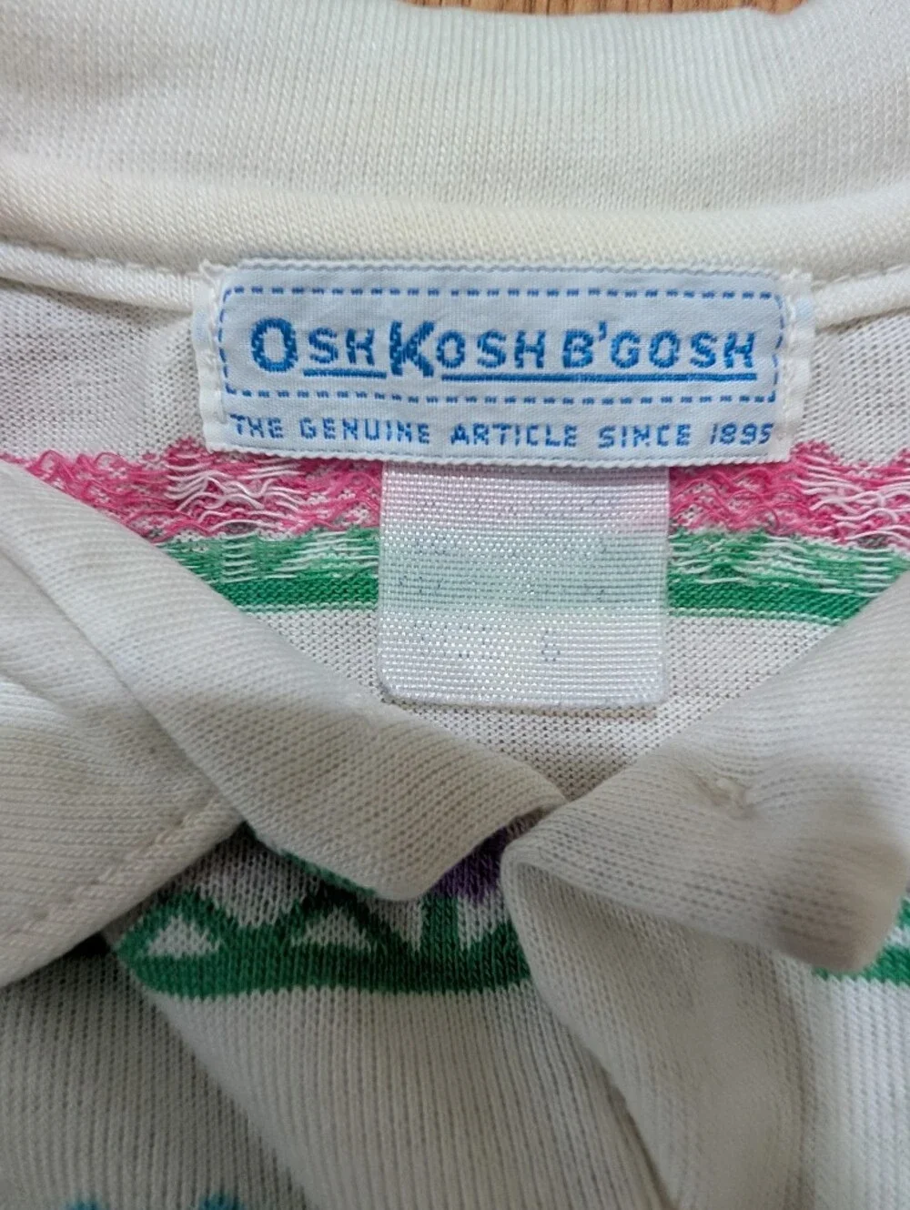 Vintage OshKosh B'gosh Girl Polo shirt Geometric Hearts USA 6